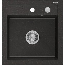 Mexen Vito   Chiuveta bucatarie granit 1 cuva + cadou pop up sifon  520 x 490 mm, negru / auriu - 6503521000-75 1 Cuva 467680 Mexen
