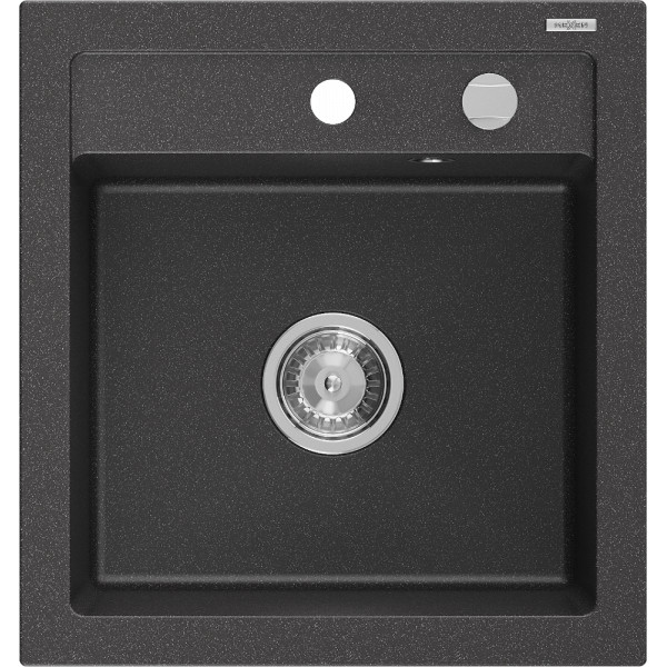 Mexen Vito   Chiuveta bucatarie granit 1 cuva + cadou pop up sifon  520 x 490 mm, negru  piatra - 6503521000-76