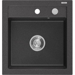 Mexen Vito   Chiuveta bucatarie granit 1 cuva + cadou pop up sifon  520 x 490 mm, negru  piatra - 6503521000-76 1 Cuva 467680 Mexen