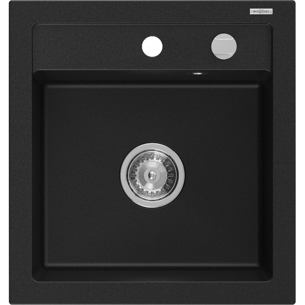 Mexen Vito   Chiuveta bucatarie granit 1 cuva + cadou pop up sifon  520 x 490 mm, negru  - 6503521000-77