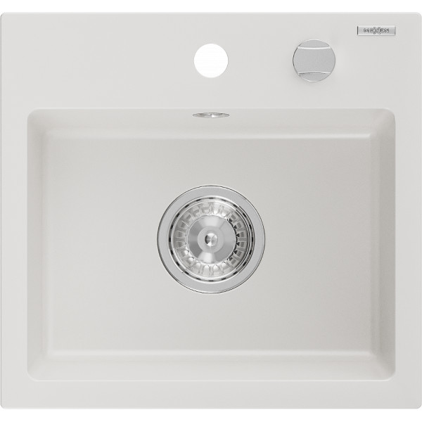 Mexen Milo   Chiuveta bucatarie granit 1 cuva + cadou pop up sifon  435 x 410 mm, alb  - 6505441000-20
