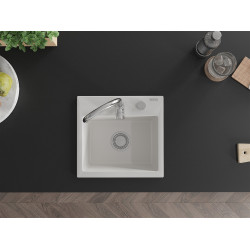 Mexen Milo   Chiuveta bucatarie granit 1 cuva + cadou pop up sifon  435 x 410 mm, alb  - 6505441000-20