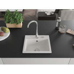 Mexen Milo   Chiuveta bucatarie granit 1 cuva + cadou pop up sifon  435 x 410 mm, alb  - 6505441000-20