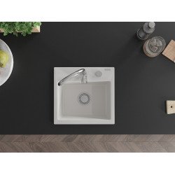 Mexen Milo   Chiuveta bucatarie granit 1 cuva + cadou pop up sifon  435 x 410 mm, alb  - 6505441000-20