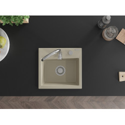 Mexen Milo   Chiuveta bucatarie granit 1 cuva + cadou pop up sifon  435 x 410 mm, beige - 6505441000-69