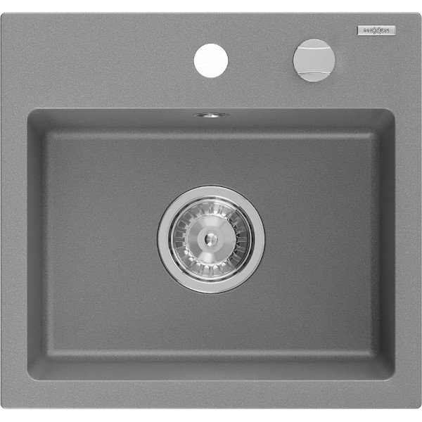 Mexen Milo   Chiuveta bucatarie granit 1 cuva + cadou pop up sifon  435 x 410 mm, gri  - 6505441000-71
