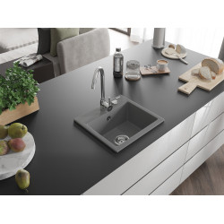 Mexen Milo   Chiuveta bucatarie granit 1 cuva + cadou pop up sifon  435 x 410 mm, gri  - 6505441000-71 1 Cuva 467680 Mexen