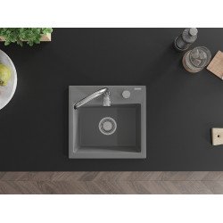 Mexen Milo   Chiuveta bucatarie granit 1 cuva + cadou pop up sifon  435 x 410 mm, gri  - 6505441000-71