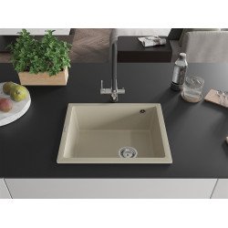 Mexen Pedro   Chiuveta bucatarie granit 1 cuva + cadou pop up sifon  560 x 460 mm, beige - 6508561000-69