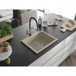 Mexen Pedro   Chiuveta bucatarie granit 1 cuva + cadou pop up sifon  560 x 460 mm, beige - 6508561000-69 1 Cuva 467680 Mexen