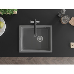 Mexen Pedro   Chiuveta bucatarie granit 1 cuva + cadou pop up sifon  560 x 460 mm, gri  - 6508561000-71