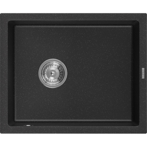 Mexen Pedro   Chiuveta bucatarie granit 1 cuva + cadou pop up sifon  560 x 460 mm, negru / chrom - 6508561000-73