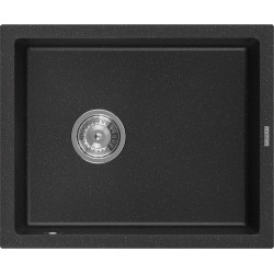 Mexen Pedro   Chiuveta bucatarie granit 1 cuva + cadou pop up sifon  560 x 460 mm, negru / chrom - 6508561000-73 1 Cuva 467680 Mexen