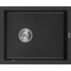 Mexen Pedro   Chiuveta bucatarie granit 1 cuva + cadou pop up sifon  560 x 460 mm, negru / chrom - 6508561000-73 1 Cuva 467680 Mexen