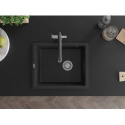 Mexen Pedro   Chiuveta bucatarie granit 1 cuva + cadou pop up sifon  560 x 460 mm, negru / chrom - 6508561000-73