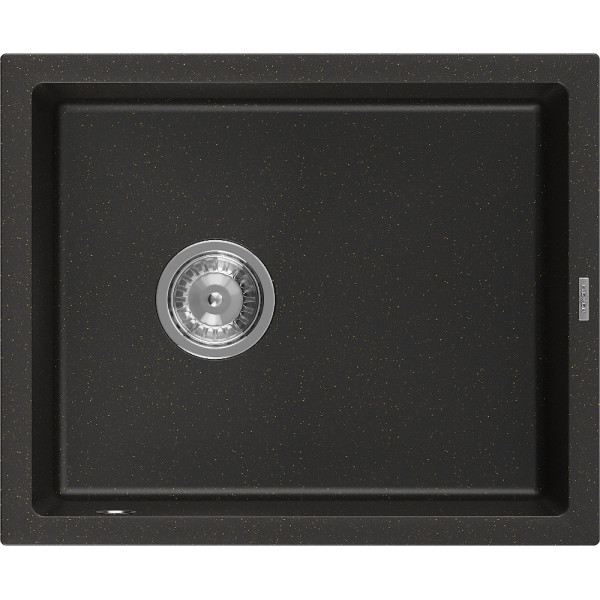 Mexen Pedro   Chiuveta bucatarie granit 1 cuva + cadou pop up sifon  560 x 460 mm, negru / auriu - 6508561000-75