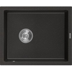 Mexen Pedro   Chiuveta bucatarie granit 1 cuva + cadou pop up sifon  560 x 460 mm, negru / auriu - 6508561000-75 1 Cuva 467680 Mexen