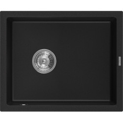 Mexen Pedro   Chiuveta bucatarie granit 1 cuva + cadou pop up sifon  560 x 460 mm, negru  - 6508561000-77 1 Cuva 467680 Mexen