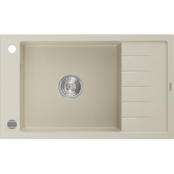 Mexen Elias   Chiuveta bucatarie granit 1 cuva + picurator+ cadou pop up sifon   795 x 480 mm, beige - 6511791005-69