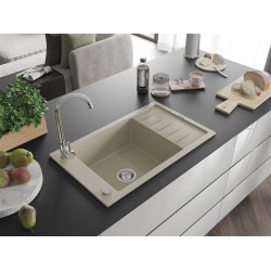 Mexen Elias   Chiuveta bucatarie granit 1 cuva + picurator+ cadou pop up sifon   795 x 480 mm, beige - 6511791005-69 1 Cuva 467680 Mexen