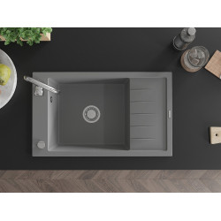 Mexen Elias   Chiuveta bucatarie granit 1 cuva + picurator+ cadou pop up sifon   795 x 480 mm, gri  - 6511791005-71