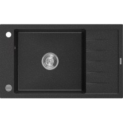 Mexen Elias   Chiuveta bucatarie granit 1 cuva + picurator+ cadou pop up sifon   795 x 480 mm, negru / chrom - 6511791005-73 1 Cuva 467680 Mexen