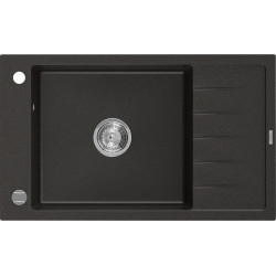 Mexen Elias   Chiuveta bucatarie granit 1 cuva + picurator+ cadou pop up sifon   795 x 480 mm, negru / auriu - 6511791005-75 1 Cuva 467680 Mexen