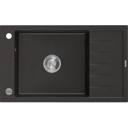 Mexen Elias   Chiuveta bucatarie granit 1 cuva + picurator+ cadou pop up sifon   795 x 480 mm, negru / auriu - 6511791005-75 1 Cuva 467680 Mexen