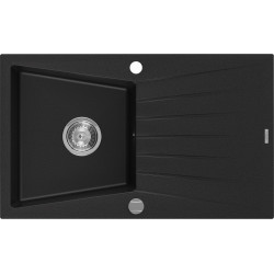 Mexen Cesar   Chiuveta bucatarie granit 1 cuva + picurator+ cadou pop up sifon   775 x 470 mm, negru  - 6514771010-77 1 Cuva 467680 Mexen