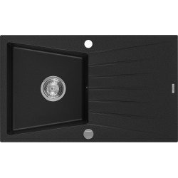 Mexen Cesar   Chiuveta bucatarie granit 1 cuva + picurator+ cadou pop up sifon   775 x 470 mm, negru  - 6514771010-77 1 Cuva 467680 Mexen