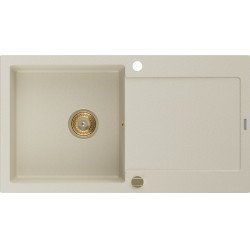 Mexen Leo   Chiuveta bucatarie granit 1 cuva + picurator+ cadou pop up sifon   900 x 500 mm, beige, sifon  auriu  - 6501901010-69-G 1 Cuva 467680 Mexen