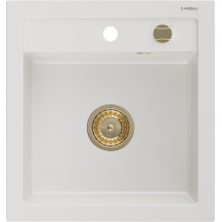 Mexen Vito   Chiuveta bucatarie granit 1 cuva + cadou pop up sifon  520 x 490 mm, alb , sifon  auriu  - 6503521000-20-G 1 Cuva 467680 Mexen