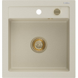 Mexen Vito   Chiuveta bucatarie granit 1 cuva + cadou pop up sifon  520 x 490 mm, beige, sifon  auriu  - 6503521000-69-G 1 Cuva 467680 Mexen