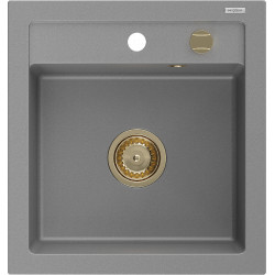 Mexen Vito   Chiuveta bucatarie granit 1 cuva + cadou pop up sifon  520 x 490 mm, gri , sifon  auriu  - 6503521000-71-G 1 Cuva 467680 Mexen