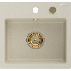Mexen Milo   Chiuveta bucatarie granit 1 cuva + cadou pop up sifon  435 x 410 mm, beige, sifon  auriu  - 6505441000-69-G 1 Cuva 467680 Mexen