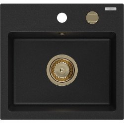 Mexen Milo   Chiuveta bucatarie granit 1 cuva + cadou pop up sifon  435 x 410 mm, negru , sifon  auriu  - 6505441000-77-G 1 Cuva 467680 Mexen