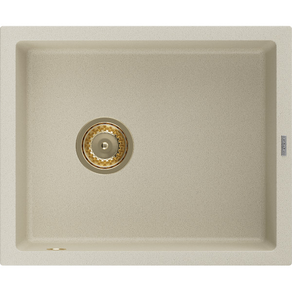 Mexen Pedro   Chiuveta bucatarie granit 1 cuva + cadou pop up sifon  560 x 460 mm, beige, sifon  auriu  - 6508561000-69-G