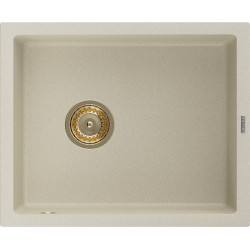 Mexen Pedro   Chiuveta bucatarie granit 1 cuva + cadou pop up sifon  560 x 460 mm, beige, sifon  auriu  - 6508561000-69-G 1 Cuva 467680 Mexen