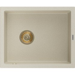 Mexen Pedro   Chiuveta bucatarie granit 1 cuva + cadou pop up sifon  560 x 460 mm, beige, sifon  auriu  - 6508561000-69-G 1 Cuva 467680 Mexen