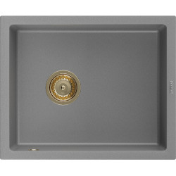 Mexen Pedro   Chiuveta bucatarie granit 1 cuva + cadou pop up sifon  560 x 460 mm, gri , sifon  auriu  - 6508561000-71-G 1 Cuva 467680 Mexen