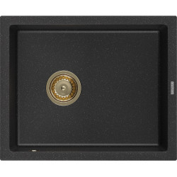Mexen Pedro   Chiuveta bucatarie granit 1 cuva + cadou pop up sifon  560 x 460 mm, negru / chrom, sifon  auriu  - 6508561000-73-G 1 Cuva 467680 Mexen