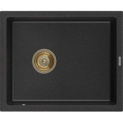 Mexen Pedro   Chiuveta bucatarie granit 1 cuva + cadou pop up sifon  560 x 460 mm, negru / chrom, sifon  auriu  - 6508561000-73-G 1 Cuva 467680 Mexen