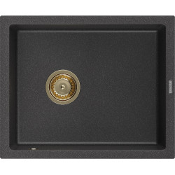 Mexen Pedro   Chiuveta bucatarie granit 1 cuva + cadou pop up sifon  560 x 460 mm, negru  piatra, sifon  auriu  - 6508561000-76-G 1 Cuva 467680 Mexen