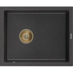 Mexen Pedro   Chiuveta bucatarie granit 1 cuva + cadou pop up sifon  560 x 460 mm, negru  piatra, sifon  auriu  - 6508561000-76-G 1 Cuva 467680 Mexen