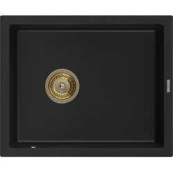 Mexen Pedro   Chiuveta bucatarie granit 1 cuva + cadou pop up sifon  560 x 460 mm, negru , sifon  auriu  - 6508561000-77-G 1 Cuva 467680 Mexen