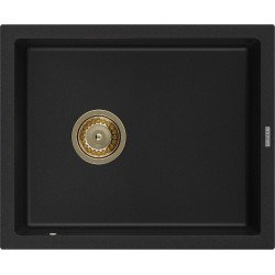 Mexen Pedro   Chiuveta bucatarie granit 1 cuva + cadou pop up sifon  560 x 460 mm, negru , sifon  auriu  - 6508561000-77-G 1 Cuva 467680 Mexen