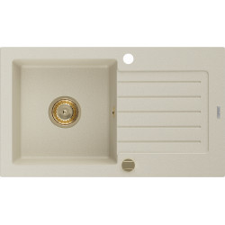 Mexen Pablo   Chiuveta bucatarie granit 1 cuva + picurator+ cadou pop up sifon   752 x 436 mm, beige, sifon  auriu  - 6510751010-69-G 1 Cuva 467680 Mexen