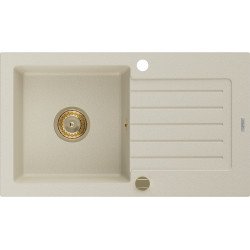 Mexen Pablo   Chiuveta bucatarie granit 1 cuva + picurator+ cadou pop up sifon   752 x 436 mm, beige, sifon  auriu  - 6510751010-69-G 1 Cuva 467680 Mexen