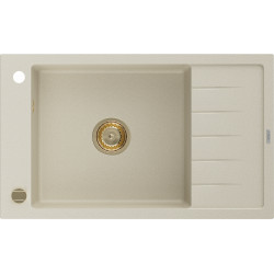 Mexen Elias   Chiuveta bucatarie granit 1 cuva + picurator+ cadou pop up sifon   795 x 480 mm, beige, sifon  auriu  - 6511791005-69-G 1 Cuva 467680 Mexen