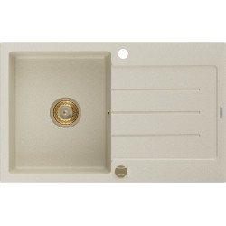 Mexen Bruno   Chiuveta bucatarie granit 1 cuva + picurator+ cadou pop up sifon   795 x 495 mm, beige, sifon  auriu  - 6513791010-69-G 1 Cuva 467680 Mexen